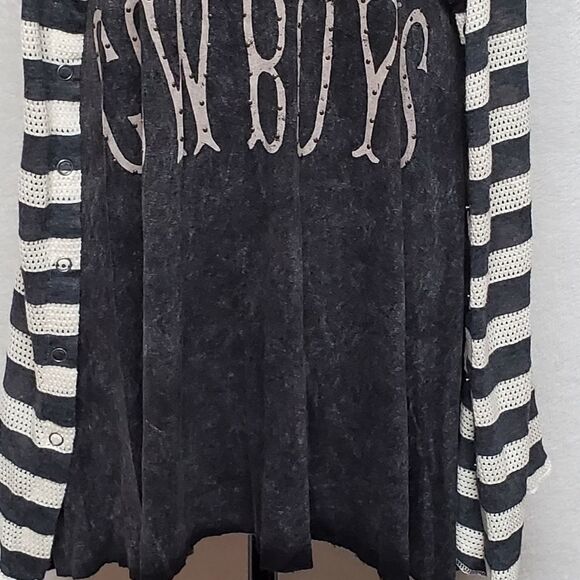 T-PARTY Stone Wash Black Bling I Love  Cowboys Striped Eyelet Mini Dress/Top Set - Picture 5 of 16